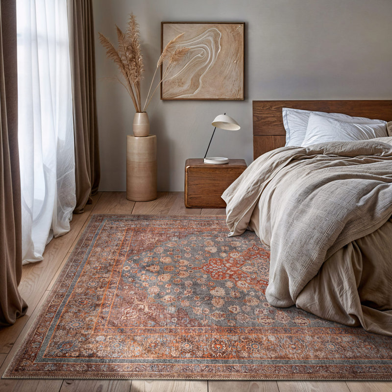 Marin Multi Bohemian Medallion Rug – Machine Washable, Flat Pile With Non-Slip Backing, Rectangle 7'6" x 9'6", Multi