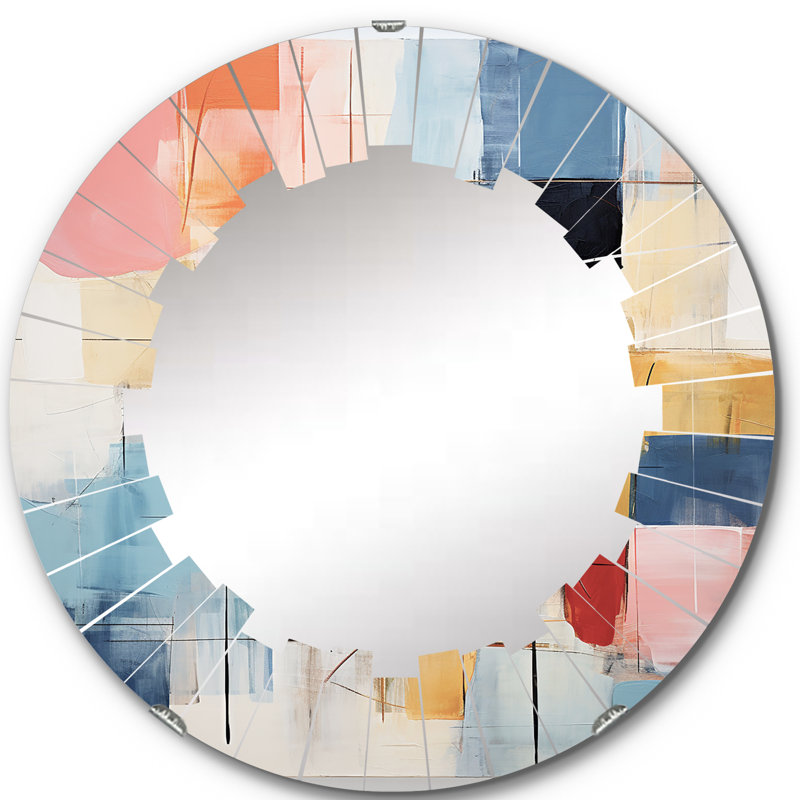 Menkent - Miroir mural Mid-Century rond, 24 po x 24 po