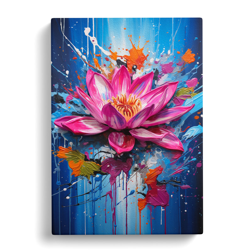Lotus Flower Action Painting No.3 - Wrapped Canvas, 60cm H x 40cm W x 3cm D