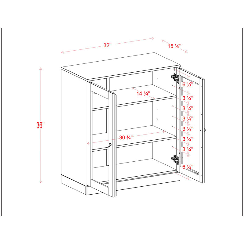 Palace Imports 100% Solid Wood Short Bookcase with Glass Doors, Adjustable Shelves, Modular Storage Bookshelf, 32" W x 35.75" H