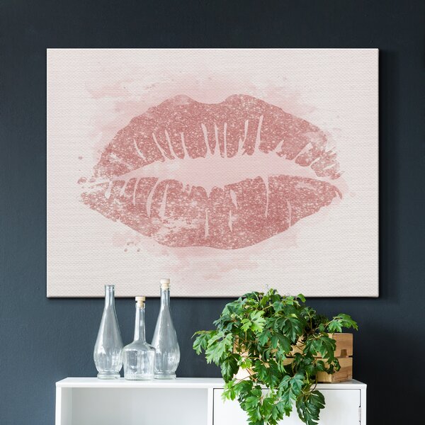 Fashion Glam Sparkling Pink Lips Everly Quinn Size: 30 H x 30 W x 1.25 D