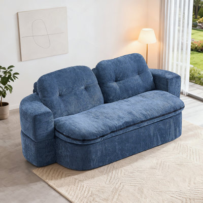 Modern Floor Sofa with 2 Pillows,Convertible Corduroy Fabric Foam-Filled Sleeper Sofa Bed, no assembly required,Convertible Sofa Cushion Unfolds into Quilt,Folding Mattress for Living Room,Playroom