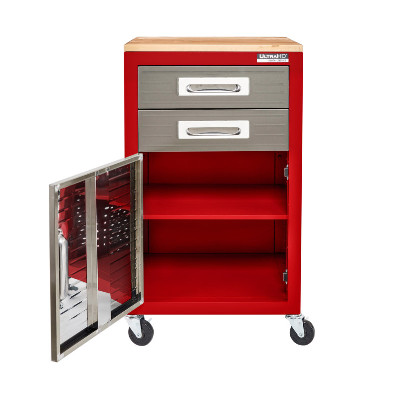 Seville Classics UltraHD 1-Door Rolling Cabinet, Red