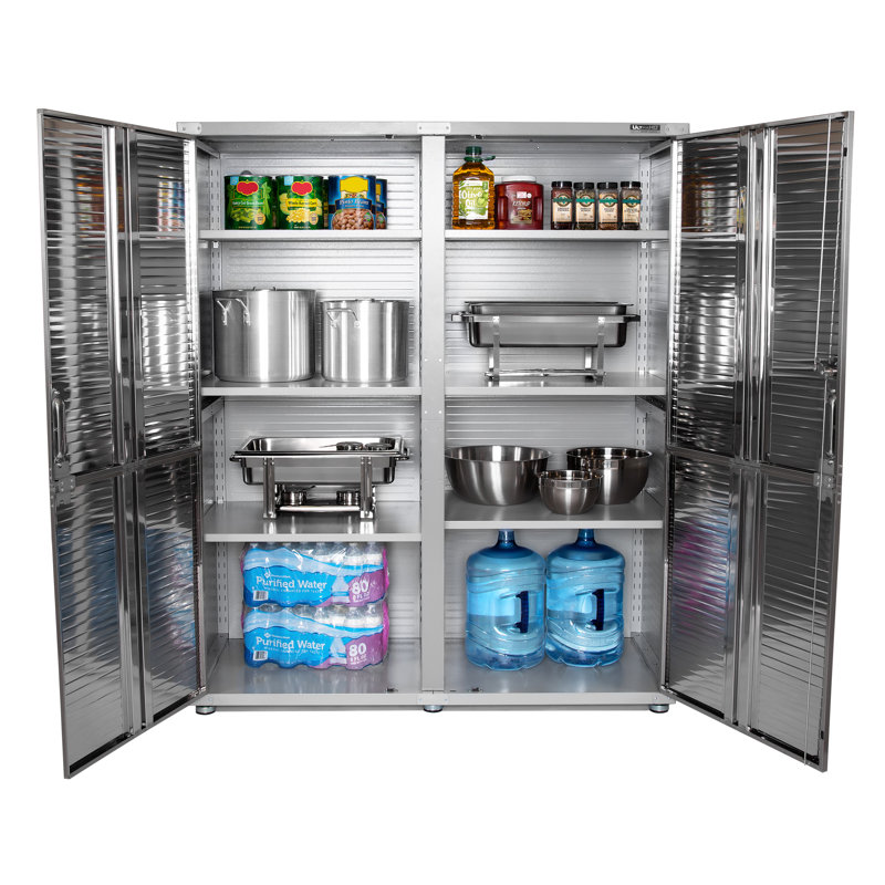 Granite Gray Lockable Steel Storage Cabinet with Adjustable Shelves