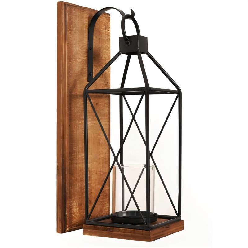 Wall Candle Sconce, Wood Rustic Candle Holder Decorative Candle Lantern With Glass Holder, Wall Decorations For Living Room, Dining Room