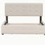 Lit plateforme tapissier avec tête de lit classique et 4 tiroirs, aucun sommier nécessaire, tissu en lin, beige grand