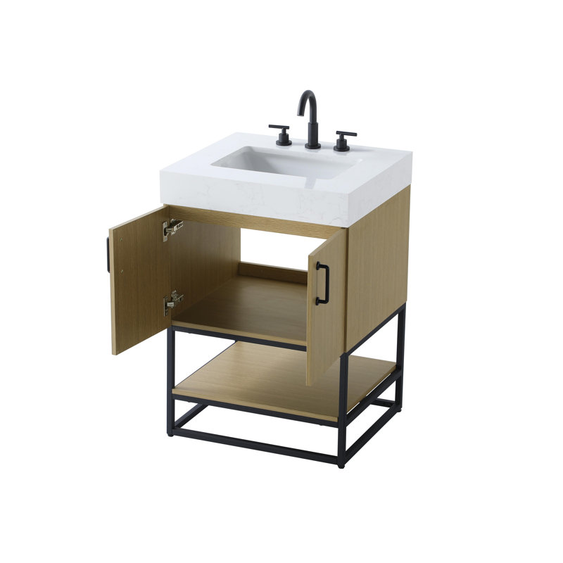 Meuble-lavabo simple 24 po, Brun miel
