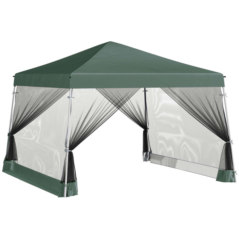 Outsunny Slant Leg Pop Up Canopy Tent With Netting And Carry Bag, Instant Sun Shelter, Tents For Parties, Height Adjustable, For Outdoor, Garden, Patio