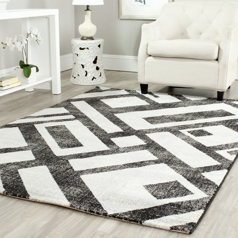 Tapis noir / gris Asumi, Rectangle 6 pi 7 po x 9 pi 6 po