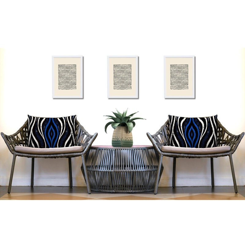 Oreiller réversible intérieur / extérieur à imprimé zébré Shira, 20x14, Blue