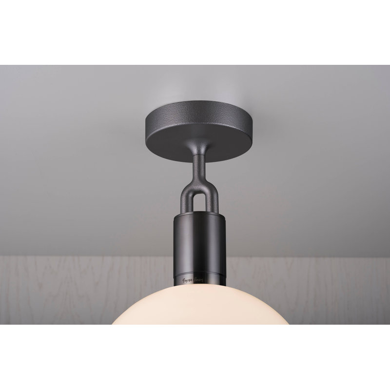 1 - Light Semi Flush Mount, Medium, Gun Metal, Opal