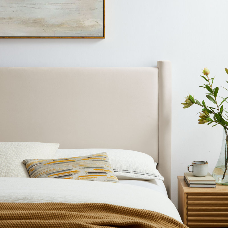 Rael Performance Velvet Headboard, Alabaster, Queen