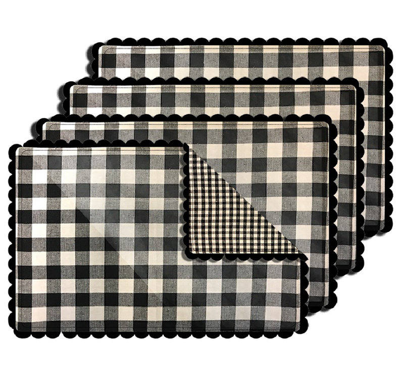 Boyington Cotton Buffalo Check Rectangle Placemat, Black