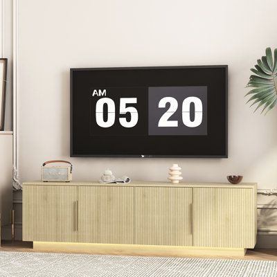 Meuble télé moderne de 68 po avec lumières à DEL de 16 couleurs, centre de divertissement pour téléviseurs de taille moyenne, rangement de construction et entretien facile du support, surface imperméable 55 60 65 po, idéal pour les amateurs de maison