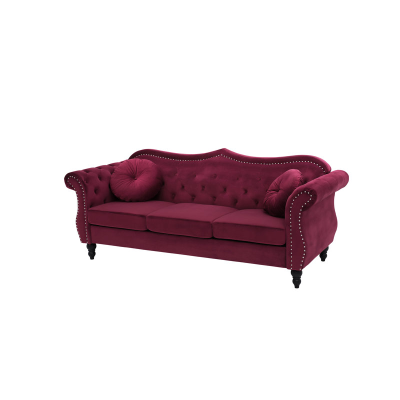 3 Seater Velvet Sofa, Maroon