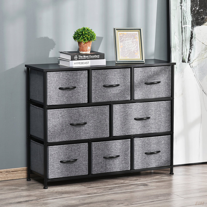 Commode 8 tiroirs, Gris foncé