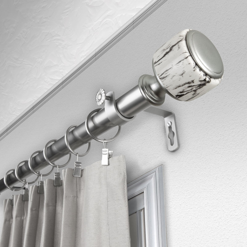 Tringle à rideaux simple Niemann, H 2,5 po x l 170 po x P 3,63 po, Nickel satiné
