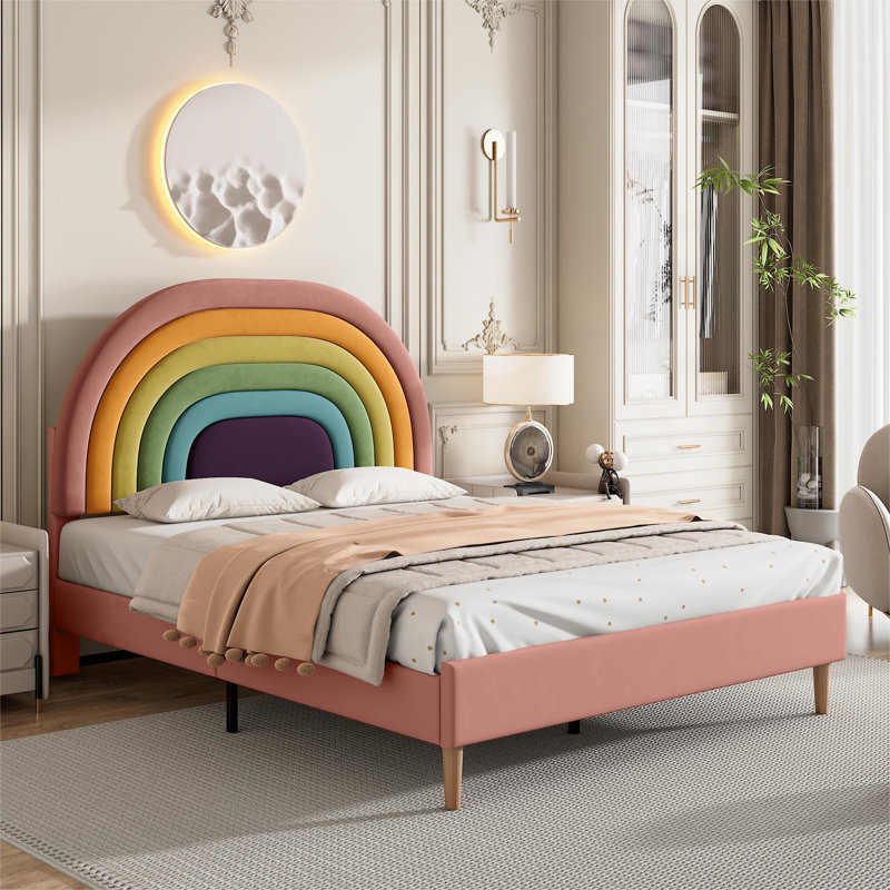 Krouse Upholstered Bed, Pink, European Double (140 x 200cm)