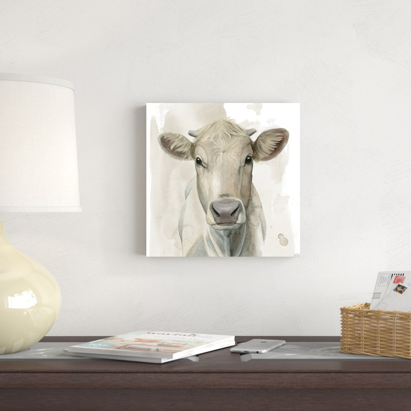 «Prairie Bovine I», peinture sur toile, H 12 po x l 12 po