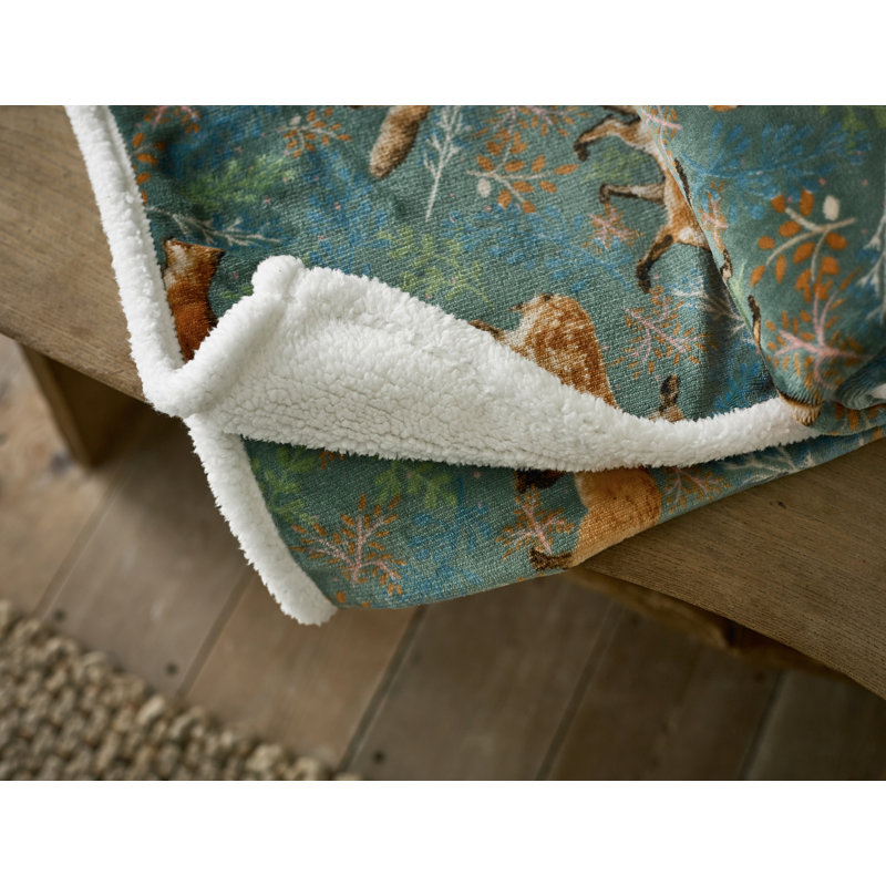 Cuddly Sherpa Fleece Throw, Green Animal