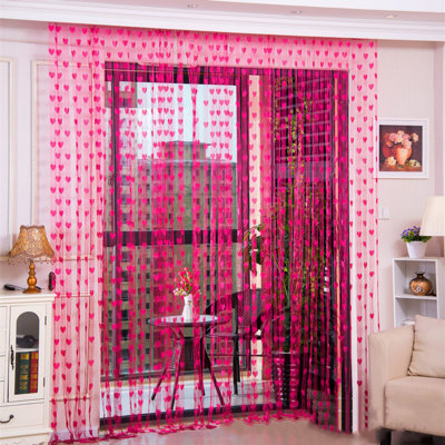 2 Panel Heart Door Curtain For Valentine's Day Wedding Party Decoration Pure Color Door Curtain Bedroom Window Door Divider Sheer Drape Wedding Decoration 100X200cm/39.37X78.74In, C4