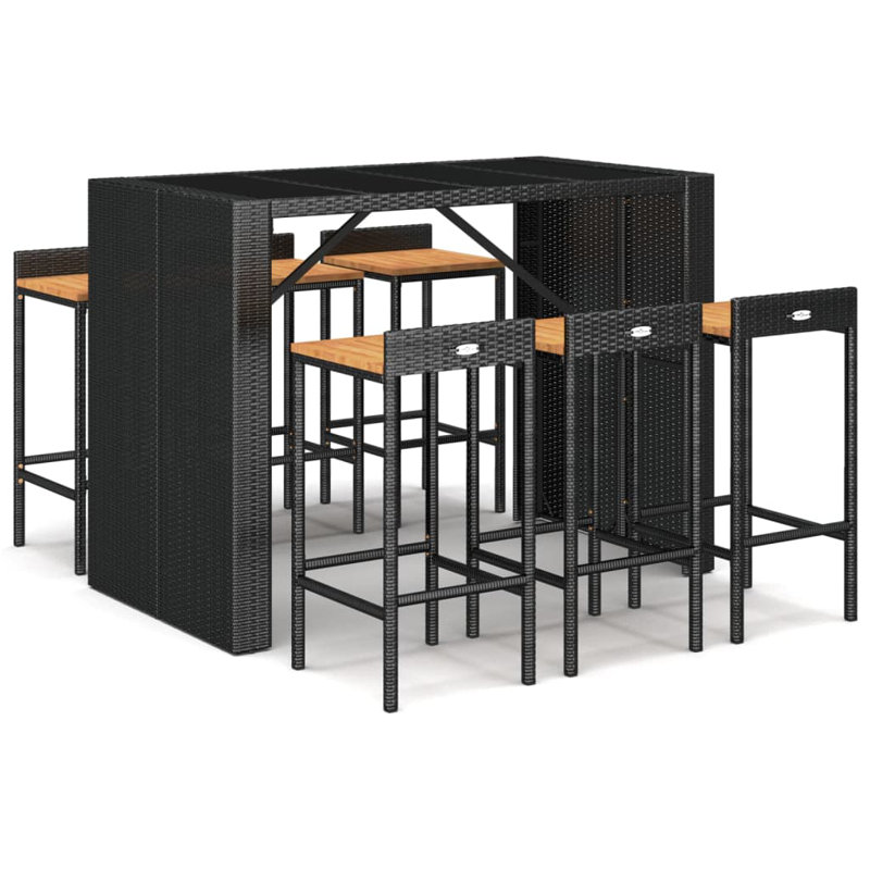 Miriyam Wicker Bar Set with Stools