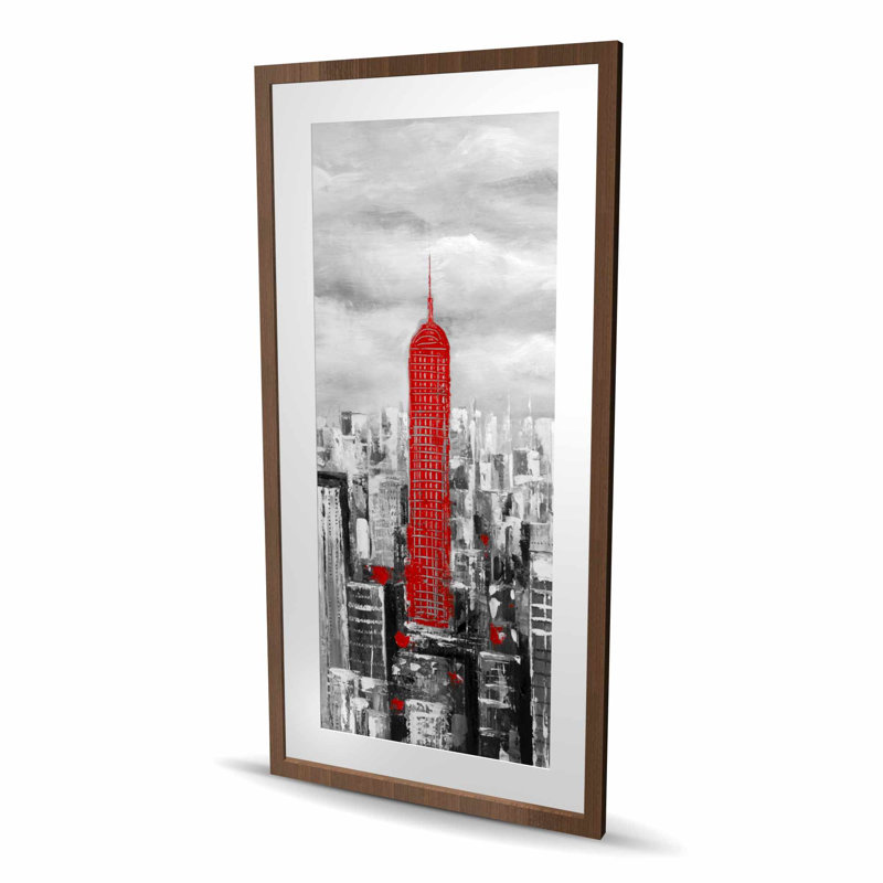 Impression de l'Empire State Building | Décoration intérieure mate encadrée grise
