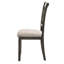 2 chaises d'appoint pour la salle à manger - tissu beige, dossier croisé, siège en bois d'apparence grise