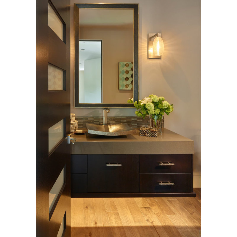 Kohani Hand Hammered Rectangular Vessel Bathroom Sink, Brushed Nickel