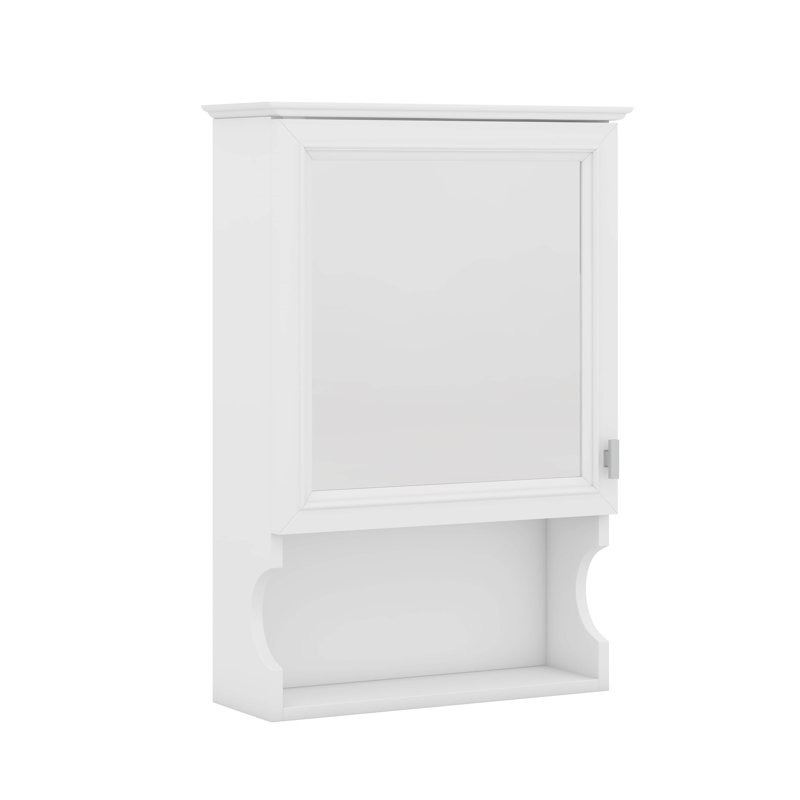 Armoire de rangement murale avec miroir, Blanc