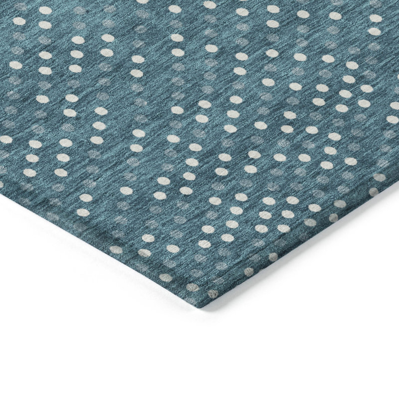 Teal Synthetic Flat Woven Washable 3' x 5' Area Rug
