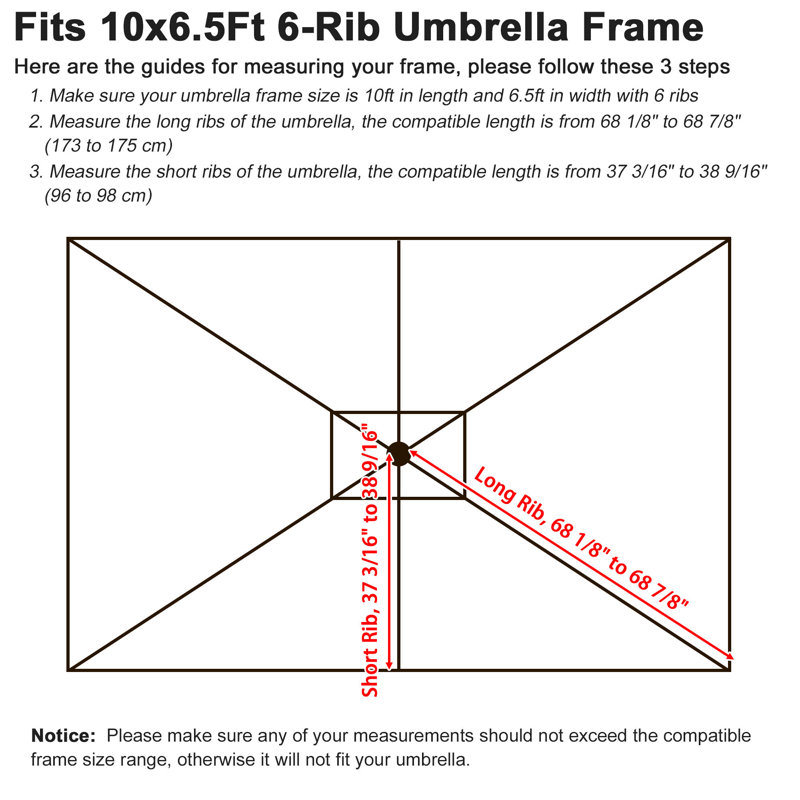 Parasol rectangulaire de remplacement pour auvent 6,5 x 10 pi Lanita, Brun pâle