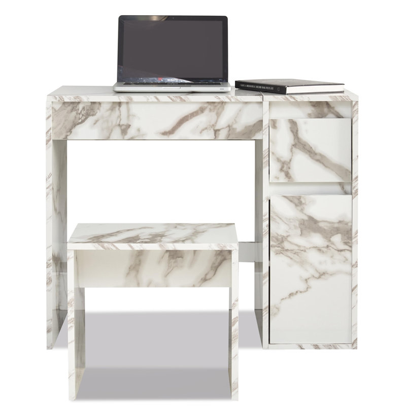 Neomi Dressing Table with Mirror, White