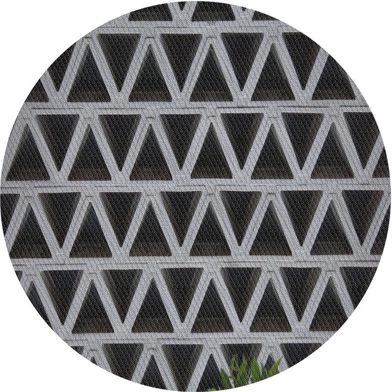 Tapis gris à motif géométrique Klatt, Rond 8 pi