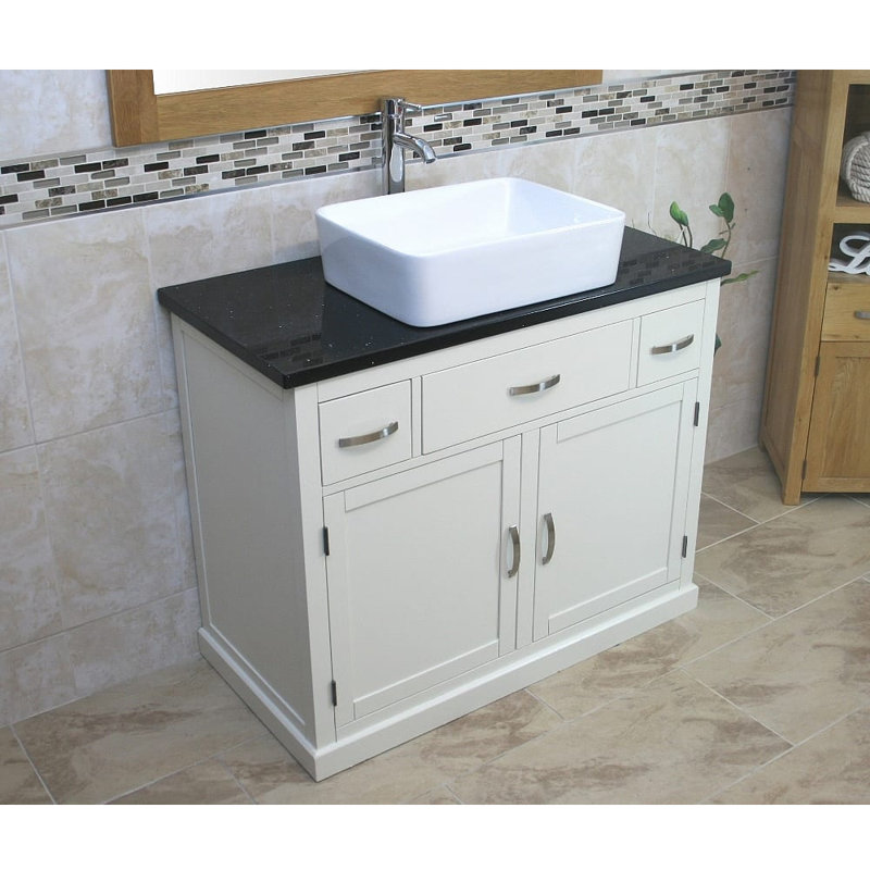 Roderick 1000mm Single Bathroom Vanity with Basin, Black Quartz, White