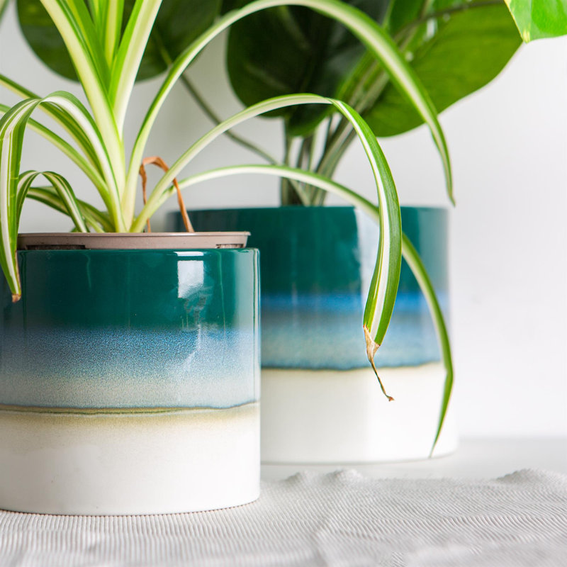 Nicola Spring - Reactive Glaze Plant Pots - 2 Sizes, Green