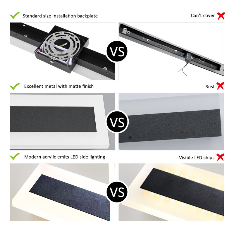 Eljan New Upgrade Iron Outdoor LED Wall Light with Back Plate, 63" H x 4.3" W x 1.6" D