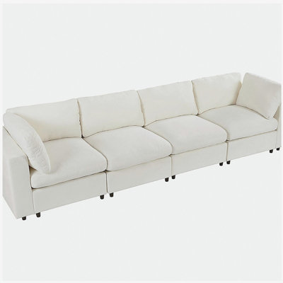 Canapé modulaire rembourré U-style de 133,5 po avec espace de rangement, ports de charge USB, charge sans fil et haut-parleur Bluetooth intégré dans le bras, canapé modulaire pour salon, appartement (ancien sku: WY000457AAE)