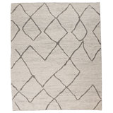 Showa Hand Knotted Wool Abstract Area Rug in Gray/White/Black