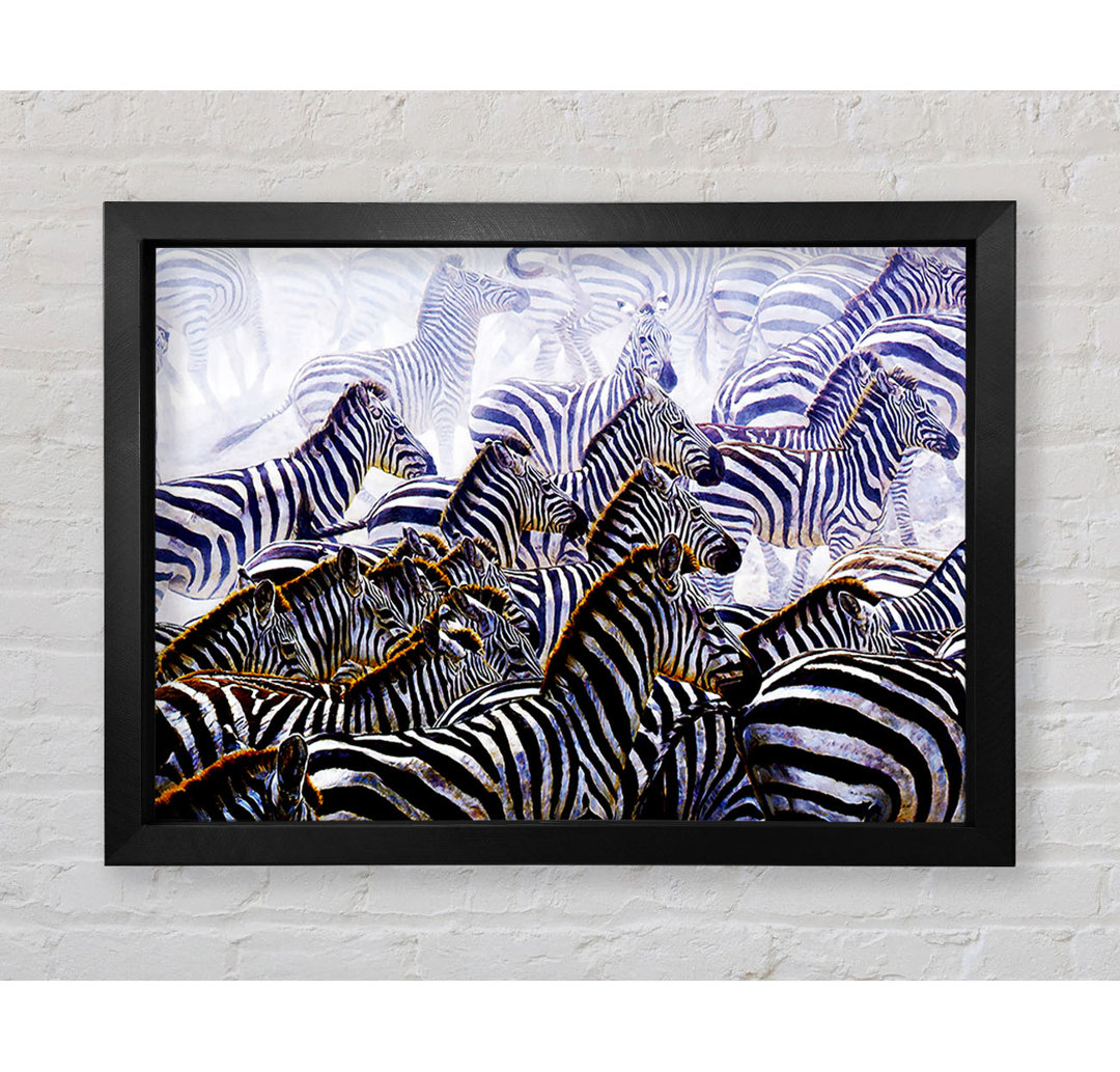 Zebra Stampede - Einzelner Bilderrahmen Kunstdrucke