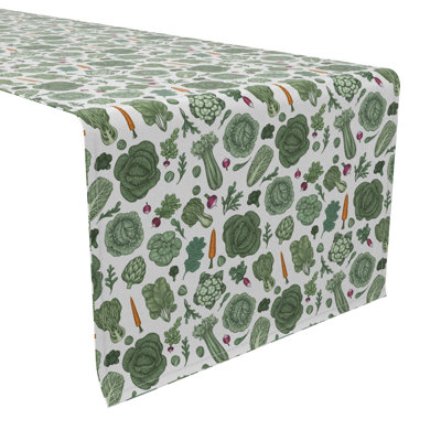 Rectangular Floral Cotton Twill Table Runner