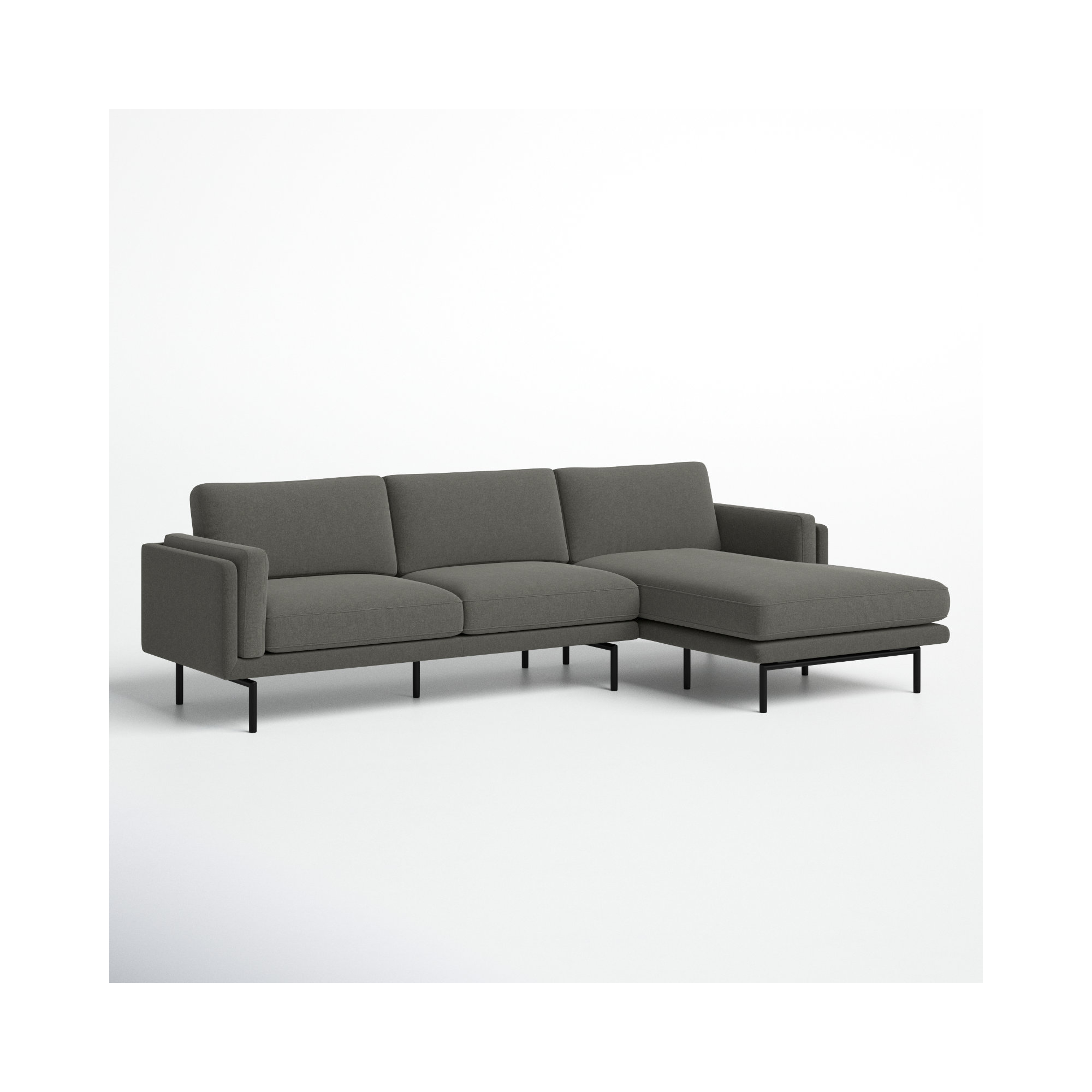 Elenora Upholstered Chaise L-Sectional, Charcoal Performance