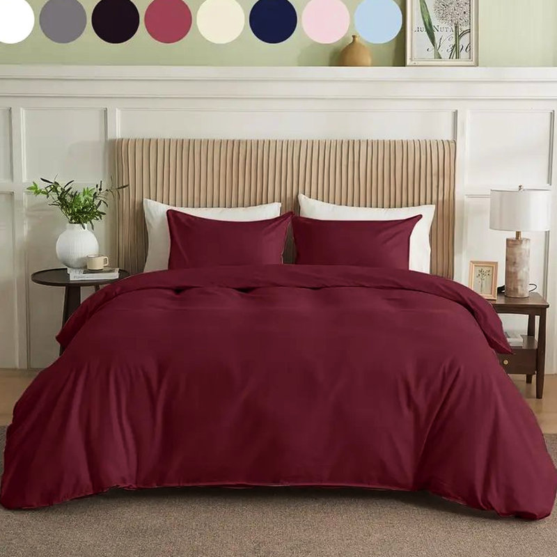 Housse de couette simple simple simple bourgogne - douce comme un nuage, respirante pour dormir nu, piquée, résiste au boulochage, s'adapte à différentes tailles de lit, impression sécuritaire et teinture de la peau - mélange de coton