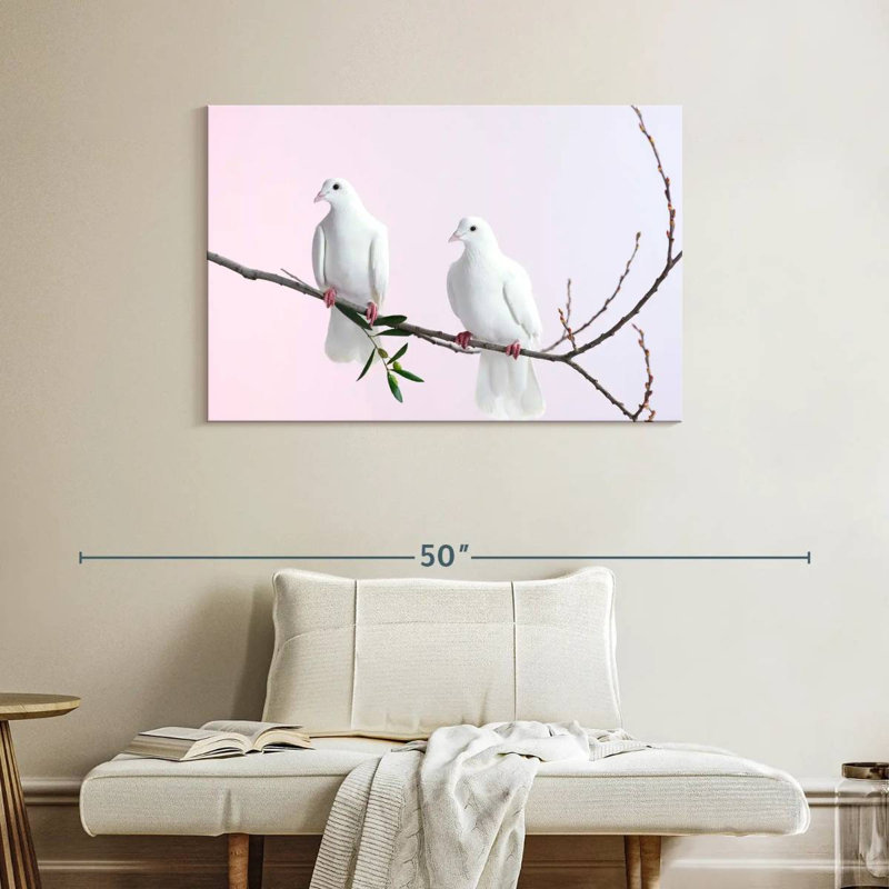 Brampt Perched White Doves, 26" H x 39" W