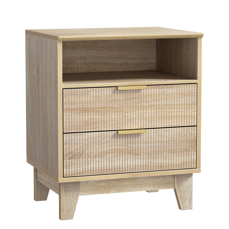 Ensemble de chambre à coucher 3 pièces, commode ouverte à 5 tiroirs, table de chevet à 3 tiroirs
