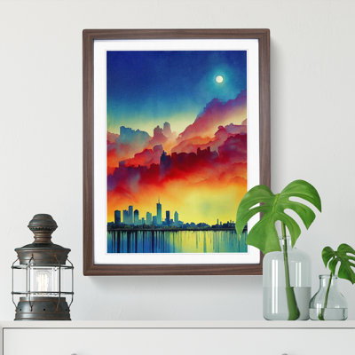 City Skyline in Watercolour No.6 1 Piece Single Picture Frame Painting