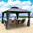 Kozyard Alexander Gray Double Roof Hardtop Gazebo with Privacy Curtain Mosquito Netting-86724633