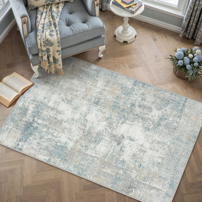 Elroy Modern Abstract Area Rug with Non-Slip Backing & Roll-Pack Design