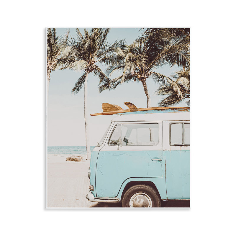  Retro Surfboard & Van Wall Plaque Art by LSR Design Studio