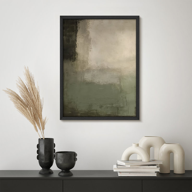 Reproduction d'art encadrée abstraite pour décoration intérieure moderne, H 14 po x l 11 po, Blanc